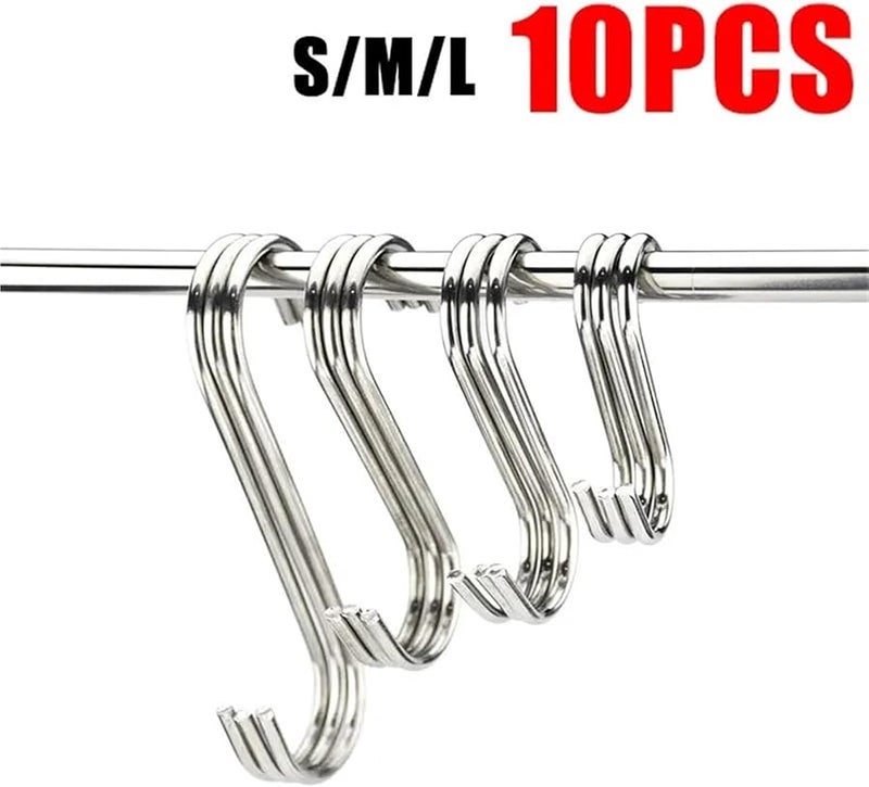 خطافات S من الفولاذ المقاوم للصدأ 30 قطعة منظف تعليق متعدد الوظائف للمطبخ والحمام - Image 4