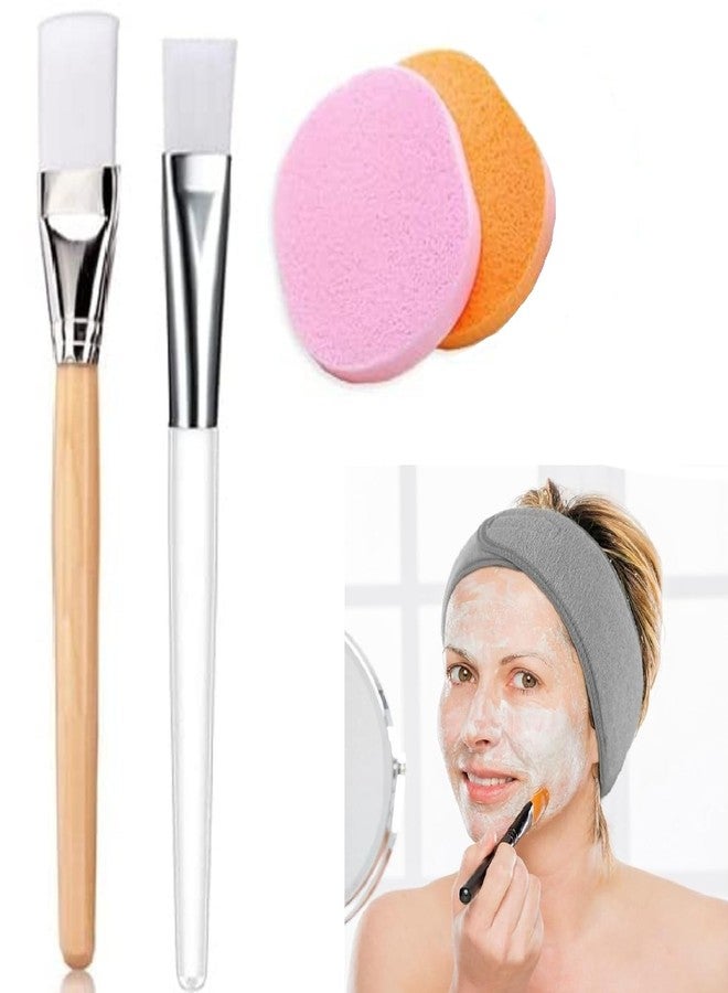 Onward Facial Kit Set with Plastic Brush, Wooden Brush, Soft Sponge & Comfortable Headband | Professional Home Facial Tools for Cleanser, Mask, Scrub & Skincare Routine for Women (Plastic Brush,Wooden Brush,Sponge,Headband) - Image 1