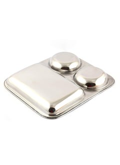 KCL KCL Stainless Steel Extra Deep Bhojan Patra Round Compartment Plate - 3 in 1-1 Unit - Diamater - 22.5 Cms  - Image 2