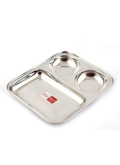 KCL KCL Stainless Steel Extra Deep Bhojan Patra Round Compartment Plate - 3 in 1-1 Unit - Diamater - 22.5 Cms  - Image 1