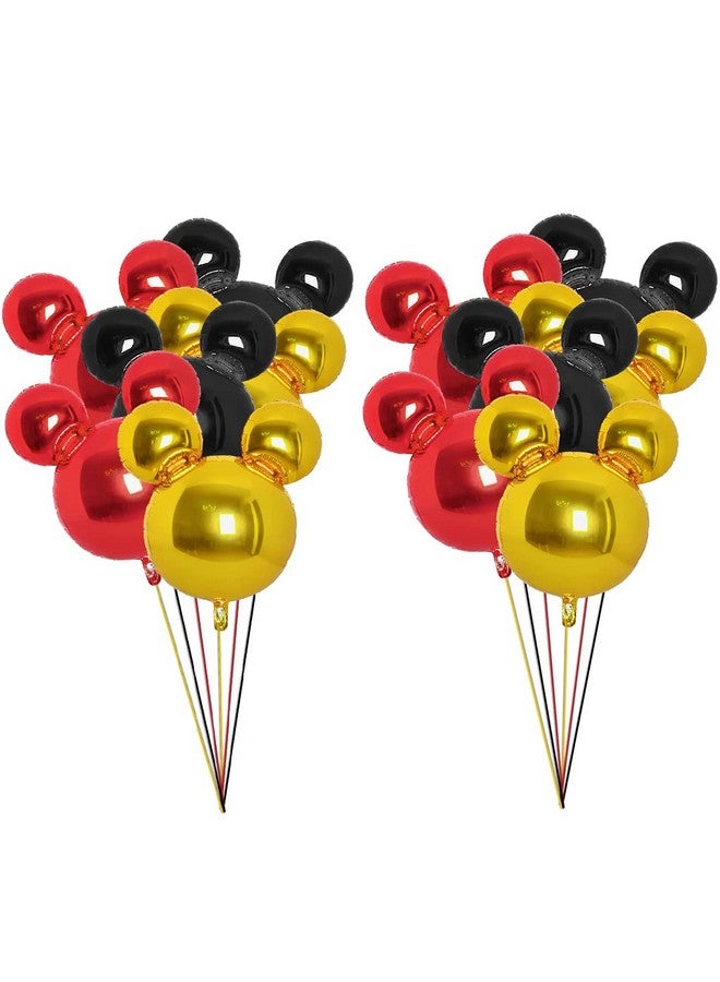 PARTVON 12 Pieces Mickey Party Balloons 24” Red Black Gold Mouse Foil Balloons For Gender Reveal Baby Shower Wedding Kids Theme Birthday Party Decoration Supplies  - Image 1