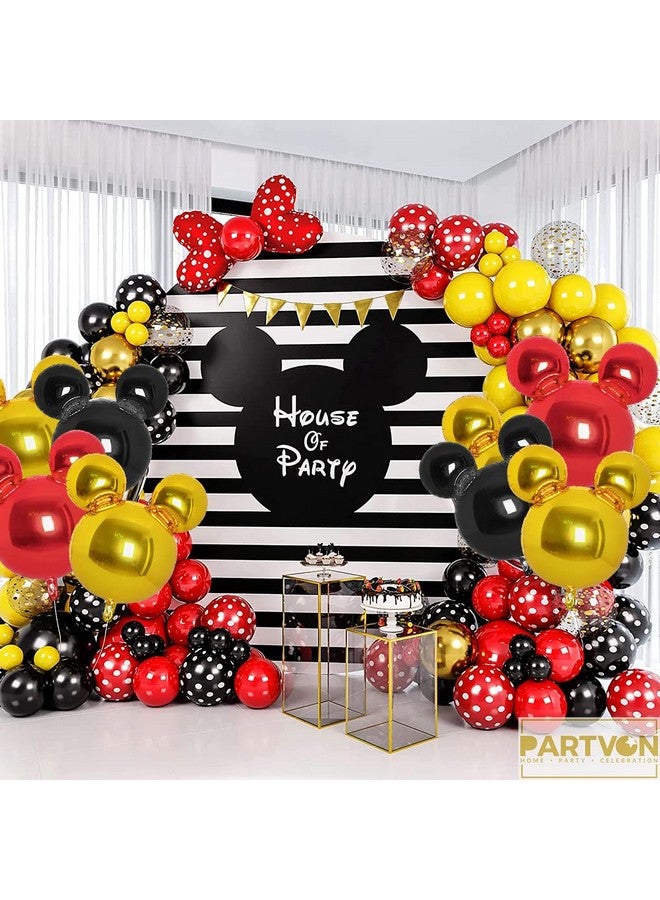 PARTVON 12 Pieces Mickey Party Balloons 24” Red Black Gold Mouse Foil Balloons For Gender Reveal Baby Shower Wedding Kids Theme Birthday Party Decoration Supplies  - Image 3