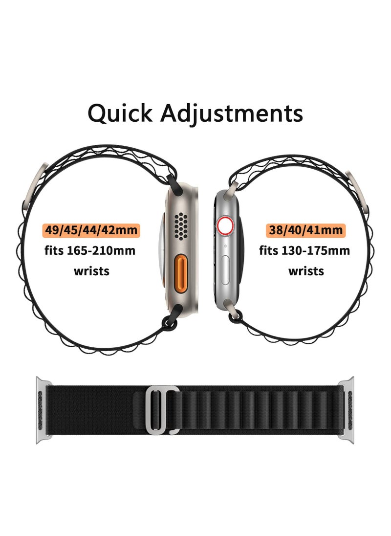 Chabeia - 2Pack Alpine Loop Band for Apple Watch 49mm/45mm/44mm/42mm/S10-46mm Nylon Woven Sport Strap with Titanium G‑Hook Compatible with iWatch Series 10 9 8 7 6 5 4 3 2 1 Ultra SE Black/Green - Image 1