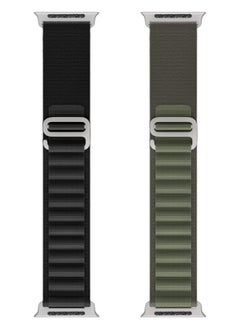 Chabeia 2Pack Alpine Loop Band for Apple Watch 49mm/45mm/44mm/42mm/S10-46mm Nylon Woven Sport Strap Compatible with iWatch Series 10 9 8 7 6 5 4 3 2 1 SE Black/Green  - Image 3