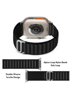 Chabeia 2Pack Alpine Loop Band for Apple Watch 49mm/45mm/44mm/42mm/S10-46mm Nylon Woven Sport Strap Compatible with iWatch Series 10 9 8 7 6 5 4 3 2 1 SE Black/Green  - Image 5