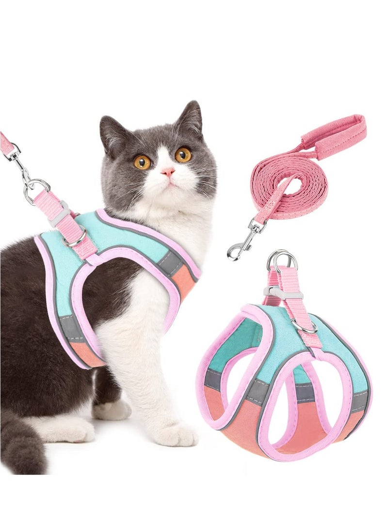 لينة ، قوية ، مثل الفراء القط سترة حزام مع حزام عاكس يمكن تعديلها لمنع هروب القط الأشرطة يؤدي مجموعة المشي . - Image 1