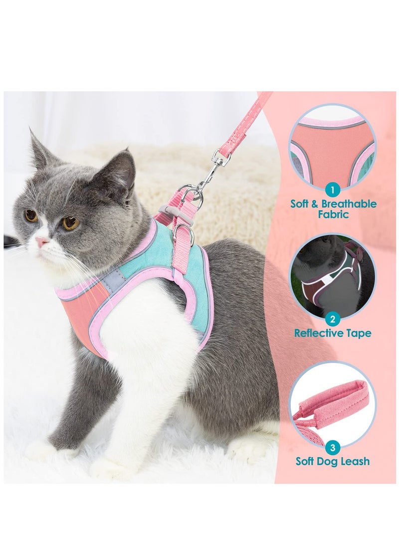 لينة ، قوية ، مثل الفراء القط سترة حزام مع حزام عاكس يمكن تعديلها لمنع هروب القط الأشرطة يؤدي مجموعة المشي . - Image 2