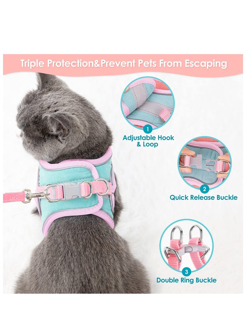 لينة ، قوية ، مثل الفراء القط سترة حزام مع حزام عاكس يمكن تعديلها لمنع هروب القط الأشرطة يؤدي مجموعة المشي . - Image 5