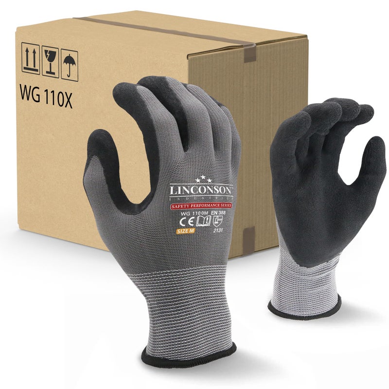 Linconson 12 Pack Safety Performance Series Construction Mechanics Work Gloves (Xl (Pack Of 12)  Grey) - Image 1