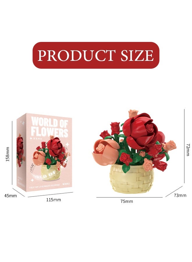Lemon Mini Flowers Building Block Set,Flower Blocks Toys,Plants and Succulent Toys,Building Block Flowerpot，Botanical Collection Birthday Gift for Girls Boys Adults Kids Ages 6+ (Rose 128Pcs)  - Image 4