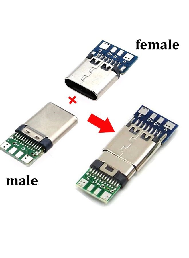 XUGERIP 5 Set USB C Connector – 5 Male Plugs & 5 Female Sockets USB C Breakout Board for Soldering, High-Speed Type C Breakout Module - Image 5