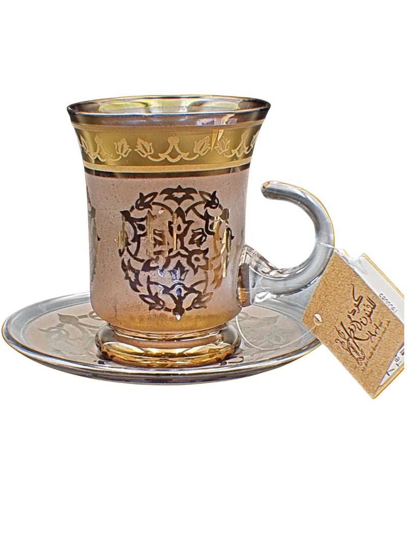 كودو آرتس طقم فناجين شاي مع صحن زجاج  - Image 3