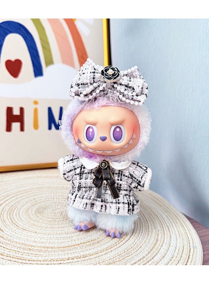 Clothes for Labubu(NO Doll) , Handcrafted Crochet 3-Piece Set for 17cm Doll, Premium Outfit with Accessories for Labubu, Stylish Clothes for Labubu Doll(white) - Image 5