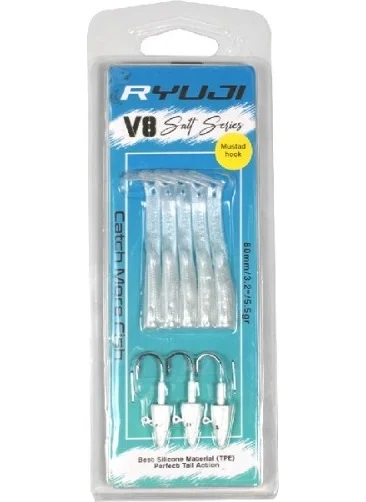 Ryuji V8 8cm 5.5gr Silicone Bait White Silver
