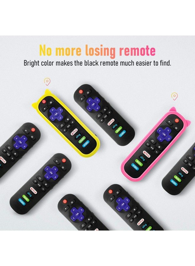 Bedycoon （Pack Of 2） Pink + Yellow Silicone Protective Soft Cases Covers For Rc280 Tcl Roku Tv Remote Control With Wrist Strap Cute Fashionable Case Only - Image 4