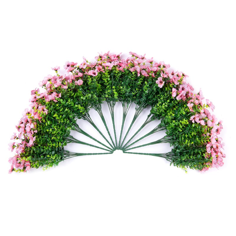 florisso Artificial Fake Plants Flowers for Outdoor Outside Summer Decoration  12 Bundles Faux Silk Pink Daisy UV Sun Resistant Realistic for Porch Patio Home Window Box Yard Garden Planter - Image 3