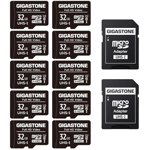 Gigastone 32GB Micro SD Card Full HD Video Surveillance Security Camera Action Camera Drone Micro SDHC UHSI U1 C10 90MBs Pack of 10 - Image 1