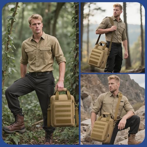 ZHIERNA Tactical Messenger Bag, Tactical Briefcase for Men Tactical Laptop Bag Heavy Duty MOLLE Shoulder Pack Handbag for Men(Coyote) - Image 2