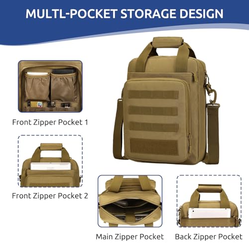ZHIERNA Tactical Messenger Bag, Tactical Briefcase for Men Tactical Laptop Bag Heavy Duty MOLLE Shoulder Pack Handbag for Men(Coyote) - Image 5
