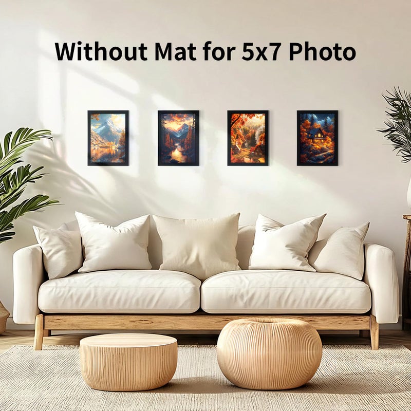 Serwrsw 5x7 Black Picture Frame with Double White Mat 4 Pack, 5 by 7 Family Wedding Frame Fits 3 Photo Sizes, with Mat for 3.5x5 or 4x6, without Mat for 5x7, Display on Tabletop or Wall - Image 5