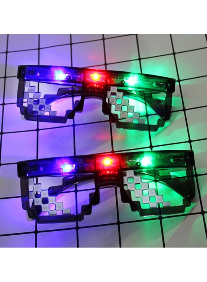 2 PCS LED Light Up Glasses for Kids & Adults, Pixel Art Design Style, Glow in the Dark Neon Glasses, Personalized Light-Up Glasses for Party Favors, Birthday & School Events, Wedding, and All Kind of Them Party (Black/Green) - Image 2