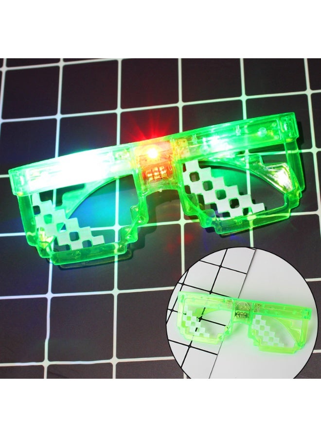 2 PCS LED Light Up Glasses for Kids & Adults, Pixel Art Design Style, Glow in the Dark Neon Glasses, Personalized Light-Up Glasses for Party Favors, Birthday & School Events, Wedding, and All Kind of Them Party (Black/Green) - Image 3