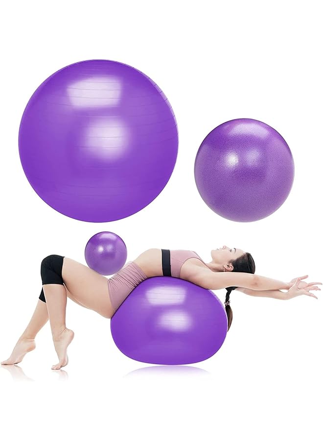 PROMASS 2 Pcs Exercise Ball,25Cm,65Cm Yoga Ball,With Quick Foot Pump,Workout Exercise Ball For Fitness,Yoga,Pilates,Core Training And Physical Therapy,Improves Balance,Premium Non-Slip Design  - Image 1