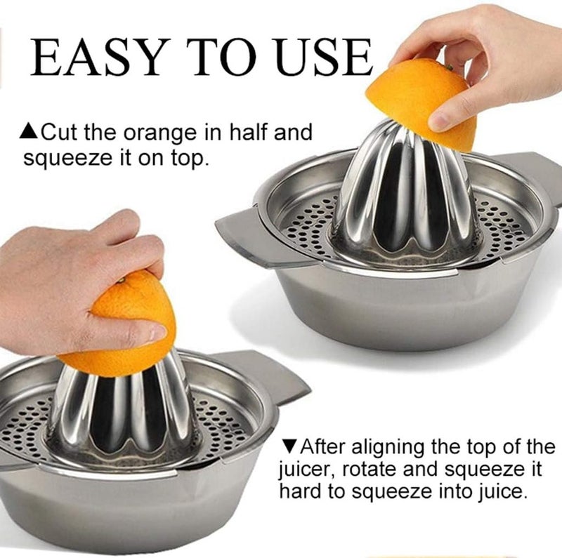 klarako Stainless Steel Lemon Manual Juicer,Citrus Lemon Orange Squeezer with Bowl Container 500ml/17oz - Image 4