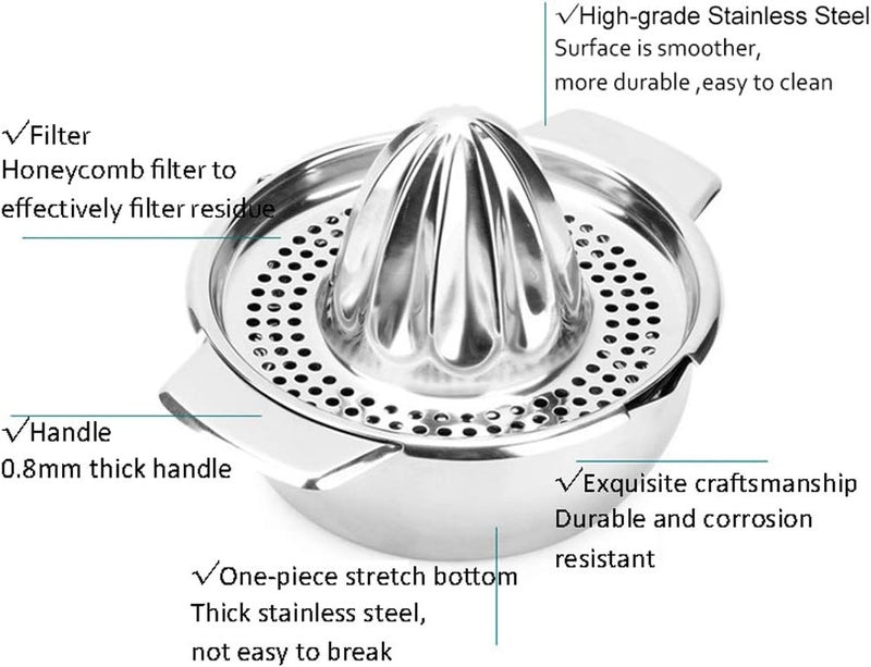 klarako Stainless Steel Lemon Manual Juicer,Citrus Lemon Orange Squeezer with Bowl Container 500ml/17oz - Image 5