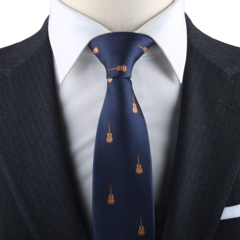 AUSCUFFLINKS Guitar Player Music Lover Tie for Him | Acoustic Guitarist Gift Skinny Neckties | Present for Work Colleague | Bday Gift for Guys (Guitar) - Image 2