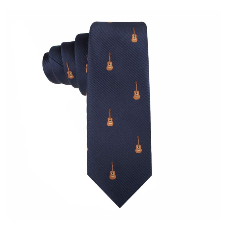 AUSCUFFLINKS Guitar Player Music Lover Tie for Him | Acoustic Guitarist Gift Skinny Neckties | Present for Work Colleague | Bday Gift for Guys (Guitar) - Image 3
