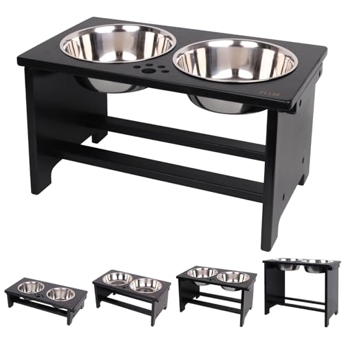 HTB Elevated Dog BowlsRaised Dog Bowl Stand with 2 Stainless Steel BowlsElevated Raised Dog Bowls for Large Medium Small Sized Dogs