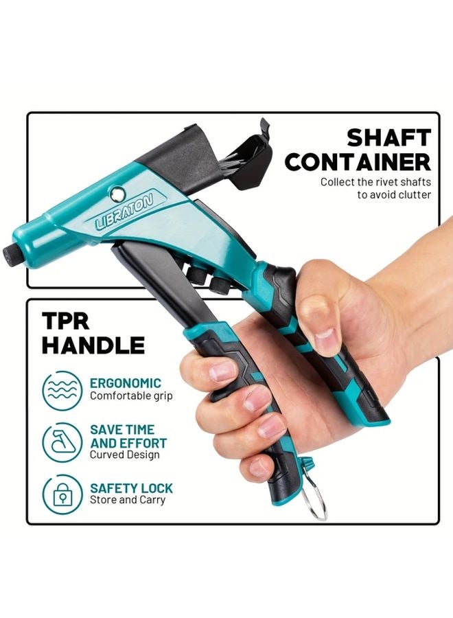 Professional Heavy Duty Rivet Gun Kit Single Hand Operated Manual Tool - Image 3