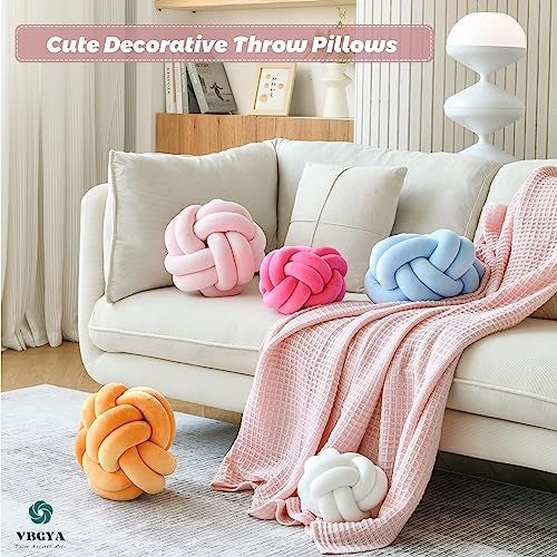 VBGYA Knot Pillow Ball, Soft Home Decorative Throw Pillows Cushion, Round Changeability Knotted Pillows, Modern Home Handmade Cushions for Bedroom, Sofa, Couch (8 Inch, White) - Image 3