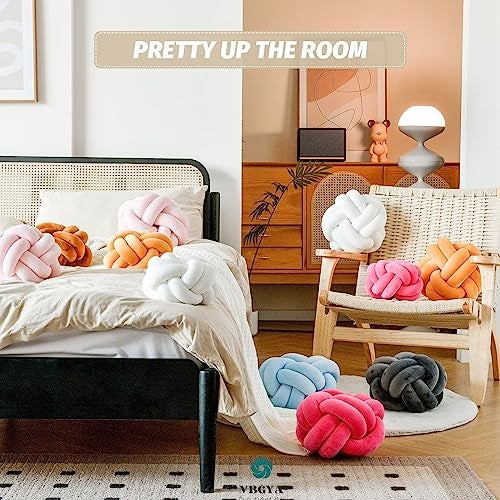 VBGYA Knot Pillow Ball, Soft Home Decorative Throw Pillows Cushion, Round Changeability Knotted Pillows, Modern Home Handmade Cushions for Bedroom, Sofa, Couch (8 Inch, White) - Image 5
