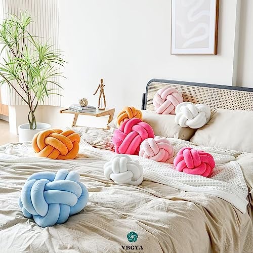 VBGYA Knot Pillow Ball, Soft Home Decorative Throw Pillows Cushion, Round Changeability Knotted Pillows, Modern Home Handmade Cushions for Bedroom, Sofa, Couch (8 Inch, White) - Image 4