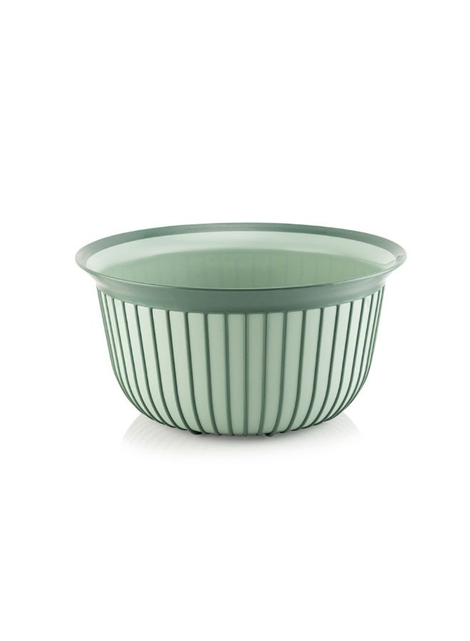 فولي لايف وعاء خلط بلاستيكي مضلع، حوض متعدد الاستخدامات، مقبض غير قابل للانزلاق، حافة واسعة، خفيف الوزن وسهل التنظيف، مناسب للمطبخ، التحضير، الغسيل، والنقع، أخضر. 5 لتر - Image 1