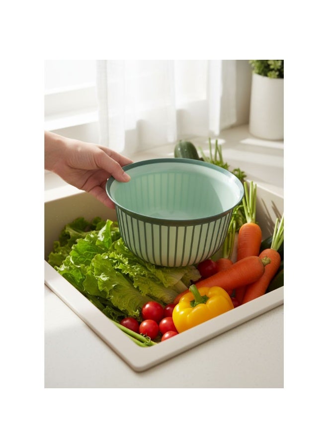 فولي لايف وعاء خلط بلاستيكي مضلع، حوض متعدد الاستخدامات، مقبض غير قابل للانزلاق، حافة واسعة، خفيف الوزن وسهل التنظيف، مناسب للمطبخ، التحضير، الغسيل، والنقع، أخضر. 5 لتر - Image 5