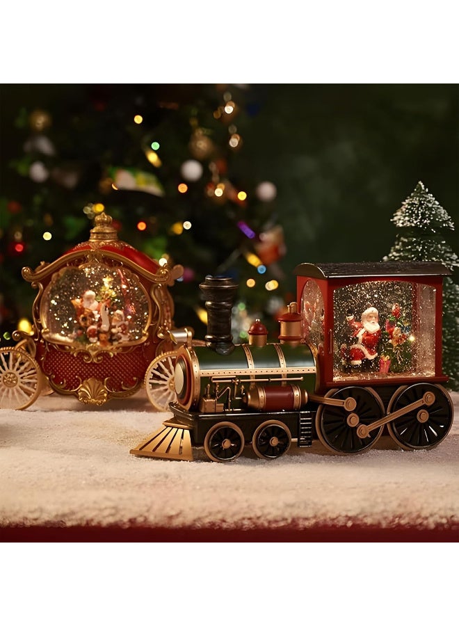 عالية الجودة صندوق موسيقى عشية عيد الميلاد، كرة ثلجية لعيد الميلاد على شكل قطار فانوس مع ماء لامع دوار مع موسيقى وإضاءة، صندوق موسيقى يعمل بالبطارية كهدية ديكور منزلي لعيد الميلاد، مشهد رجل ثلج - Image 3