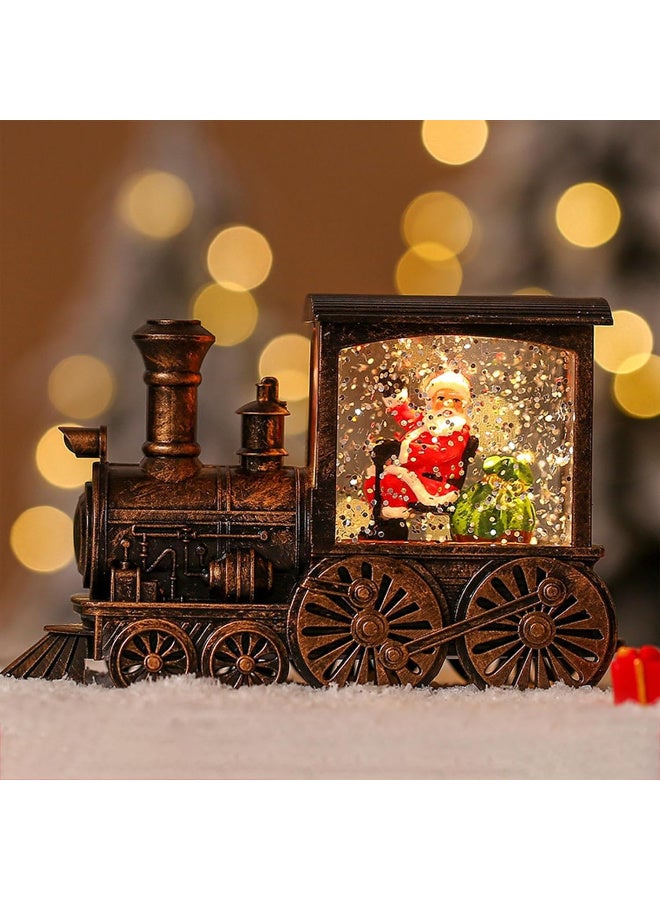 عالية الجودة صندوق موسيقى عشية عيد الميلاد، كرة ثلجية لعيد الميلاد على شكل قطار فانوس مع ماء لامع دوار مع موسيقى وإضاءة، صندوق موسيقى يعمل بالبطارية كهدية ديكور منزلي لعيد الميلاد، مشهد رجل ثلج - Image 4