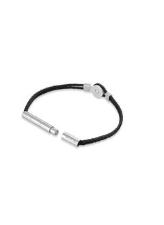 CERRUTI 1881 Vincenzo Two Tone SilverGrey and Black Leather Bracelet  - Image 3