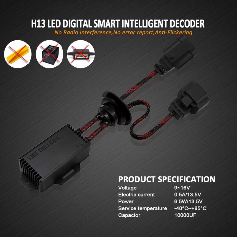 Bestview H13 9008 LED Canbus Decoderï¼š2PCS H13 9008 Anti Flicker Harness/Load Resistor with Waterproof Rubber Ring for Led Headlight Bulb, Canbus Decoders Error Free, LED Warning Canceller Resistor Adapter - Image 2