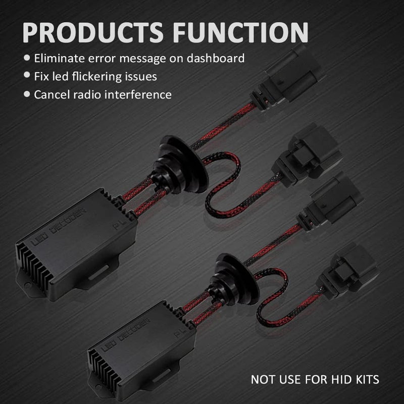 Bestview H13 9008 LED Canbus Decoderï¼š2PCS H13 9008 Anti Flicker Harness/Load Resistor with Waterproof Rubber Ring for Led Headlight Bulb, Canbus Decoders Error Free, LED Warning Canceller Resistor Adapter - Image 4