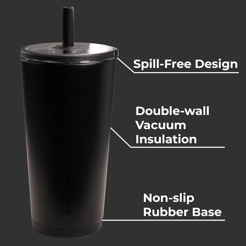 HydroJug Everyday Tumbler 20 oz – Ceramic-Lined Insulated Tumbler with Straw and Soft-Touch Lid, Cup Holder Friendly, Double-Wall Vacuum Insulation, Reusable Travel Cup – Black - Image 3