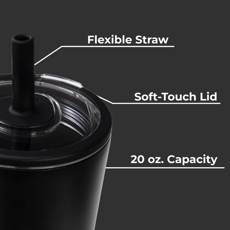 HydroJug Everyday Tumbler 20 oz – Ceramic-Lined Insulated Tumbler with Straw and Soft-Touch Lid, Cup Holder Friendly, Double-Wall Vacuum Insulation, Reusable Travel Cup – Black - Image 4
