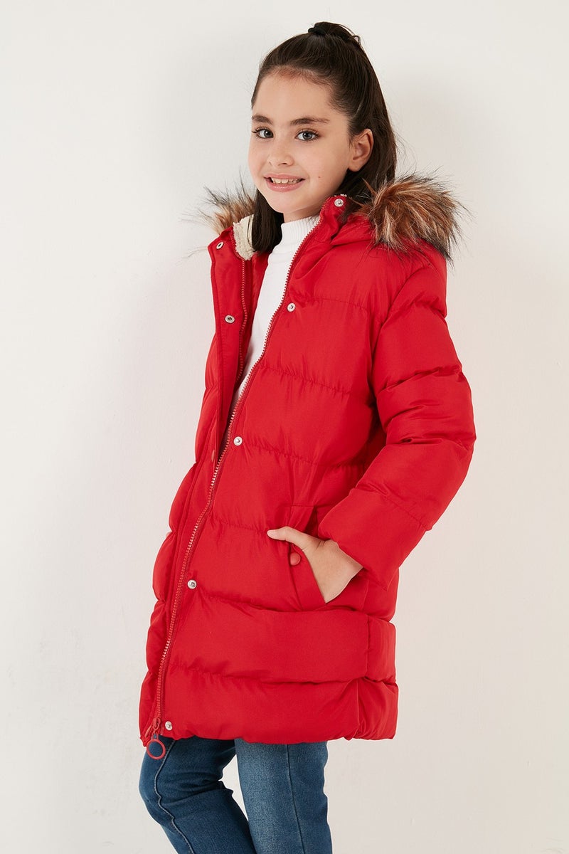Lela Faux Fur Hooded Coat with Pockets Girls' Coat 6028720  - Image 3