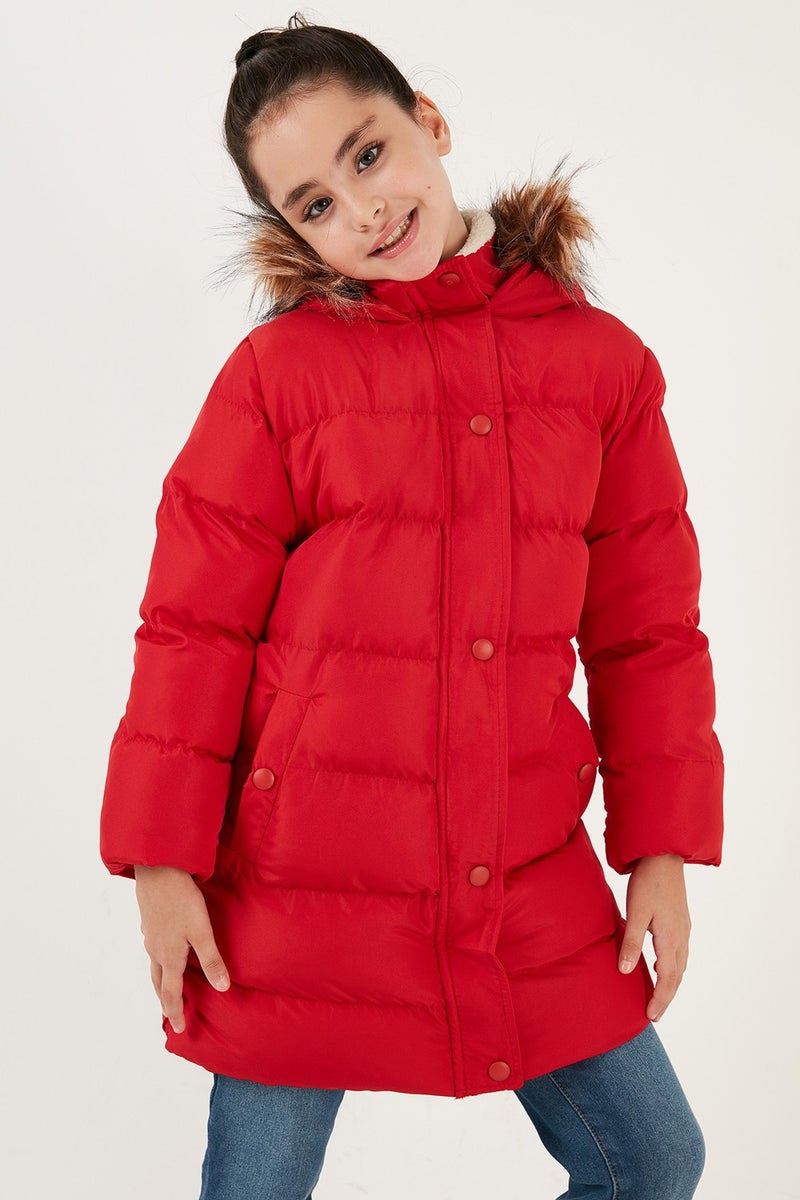 Lela Faux Fur Hooded Coat with Pockets Girls' Coat 6028720  - Image 1
