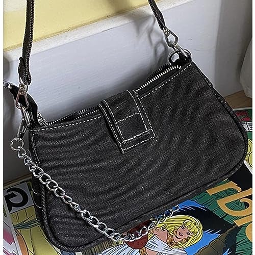 HIQUAY Grunge Hobo Bag Fairy Grunge Shoulder Bag Y2K Vintage Crossbody Bag for Women (Black) - Image 5