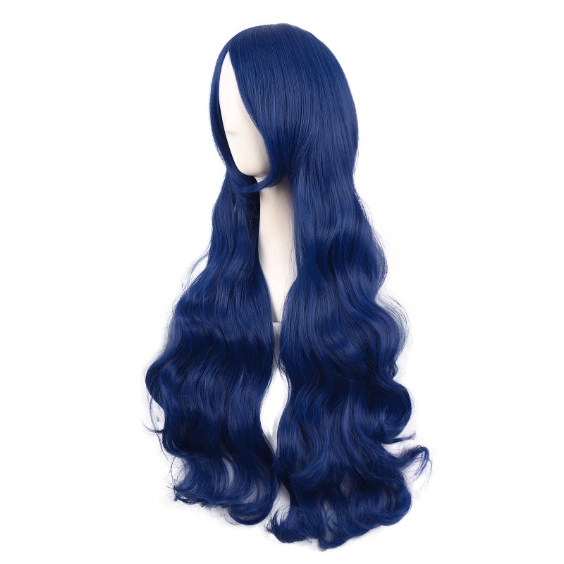MapofBeauty 32 Inch/80 cm Long Hair Spiral Side Bangs Curly Cosplay Costume Synthetic Wig (Mixed Blue) - Image 3