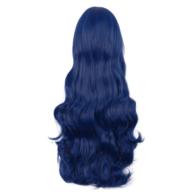 MapofBeauty 32 Inch/80 cm Long Hair Spiral Side Bangs Curly Cosplay Costume Synthetic Wig (Mixed Blue) - Image 4